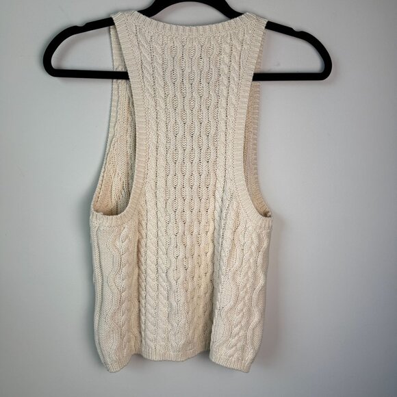 Free People Sweater Tank High Tide Cable Knit Tea Sz Small Boho Coastal Cowgirl - Picture 8 of 9